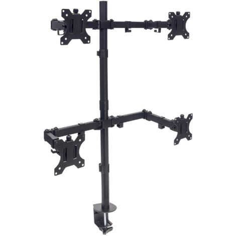 Supporto da Scrivania Manhattans per 4 Monitor 13-32'' con Morsetto Nero, Regolabile e Stabile