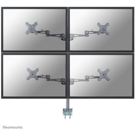 Supporto da scrivania Neomounts by NewStar FPMA-D935D4 per schermi piatti, montaggio a morsetto, colore argento, compatibile con schermi fino a 27 pollici