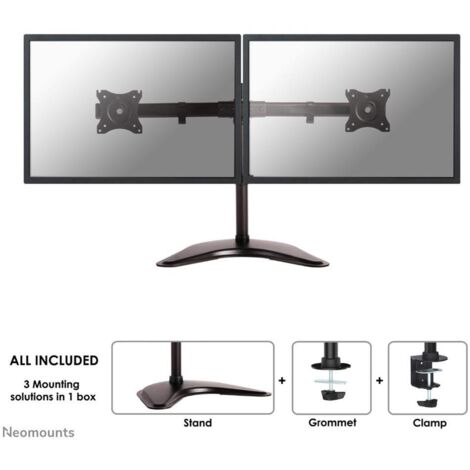 Supporto da scrivania NewStar NeoMounts per due monitor da 10 a 27 pollici, nero, portata massima 16 kg (NM-D335DBLACK)
