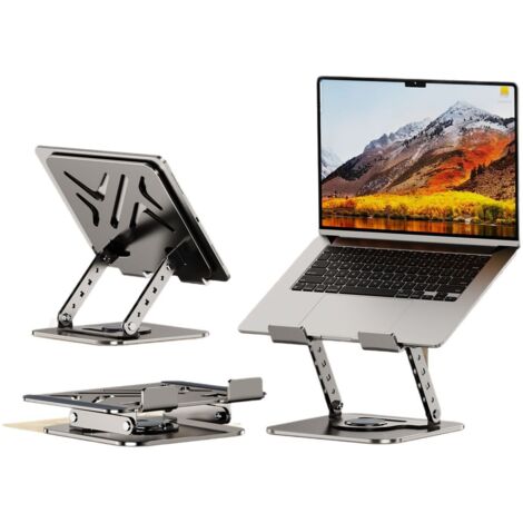 Supporto da scrivania per laptop, supporto regolabile con base girevole a 360°, supporto ergonomico per il lavoro collaborativo, supporto pieghevole e portatile, compatibile con tutti i laptop da 10 a