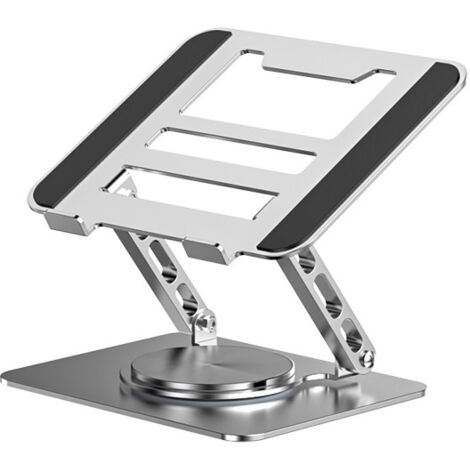 Supporto da scrivania regolabile per laptop con base ergonomica girevole a 360° e design pieghevole. Adatto a laptop da 10 a 17 pollici, come MacBook Air, Pro e Dell XPS. Colore argento.