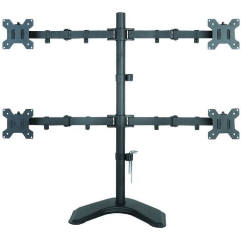 Supporto da Scrivania Techly per 4 Monitor 13-27'' con Base Nera, Regolabile e Stabile