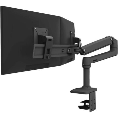 Supporto da Tavolo Ergotron LX Series 45-489-224 per Monitor e TV a Schermo Piatto, Ruotabile, Regolabile in Altezza, Compatibile con Schermi fino a 63,5 cm (25"), Nero