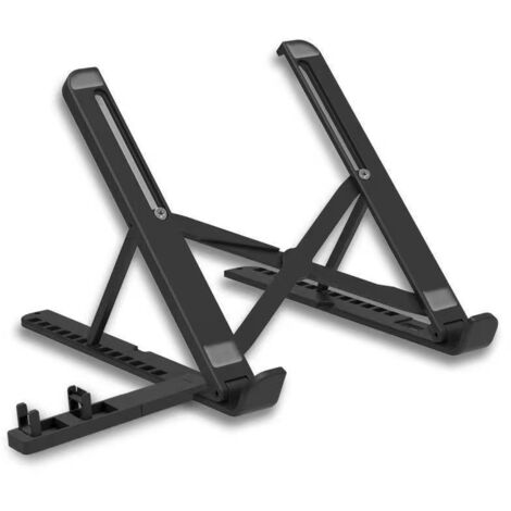 Supporto da tavolo per laptop, regolabile, pieghevole e portatile, ventilato, compatibile con laptop e tablet da 10 a 15,6 pollici - Nero