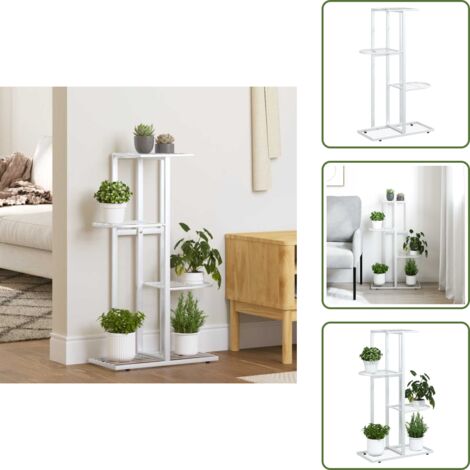 Supporto decorativo - vidaXL Piedistallo per Piante a 4 Piani 43x22x76 cm in Metallo Bianco - Piedistallo in metallo