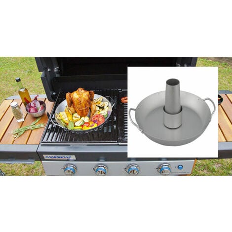 Supporto pollo e verdure con wok per barbecue - in acciaio inox