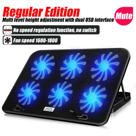 Supporto di raffreddamento USB regolabile per laptop da 13 a 18 pollici, con 6 ventole, ideale per PC da gaming.