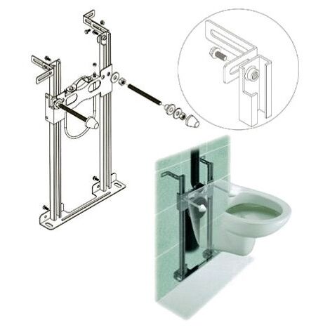 Supporto di sostegno UNICO per water e bidet sospesi per muratura. Interasse 180 / 230 mm, altezza 595 mm 01UNICO