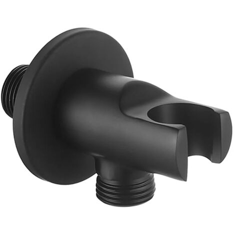 Supporto doccetta nero opaco con presa acqua design tondo