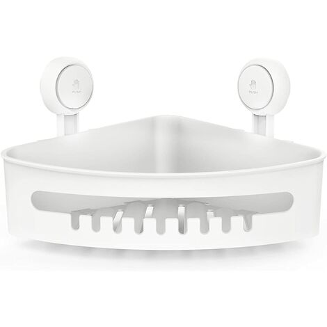 ECENCE 1x scaffale angolare autoadesivo per doccia rasoi ripiano in plastica ABS senza foratura per doccia bagnoschiuma Bianco cestino per shampoo 