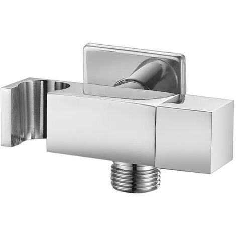 Supporto doccia cromato design squadrato con rubinetto da arresto