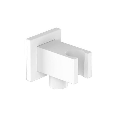 Supporto doccia minimale quadro con presa acqua nichel spazzolato opaco