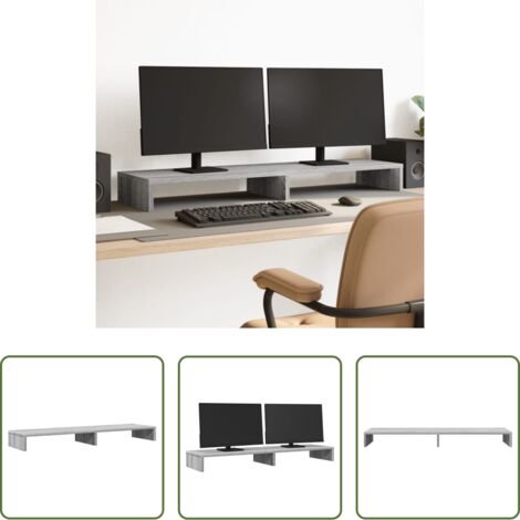 Supporto doppio monitor -  Supporto per Monitor Grigio Sonoma 100x27x10 cm in Truciolato