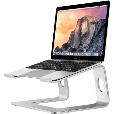 Supporto ergonomico e rimovibile in alluminio per laptop, compatibile con laptop da 10 a 14 pollici (argento metallizzato).