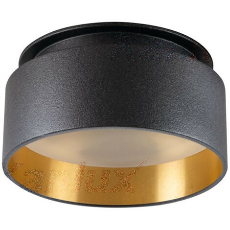 KANLUX Supporto Faretto da Incasso a Soffitto Nero/Oro ø 80mm GU10 /GU5.3