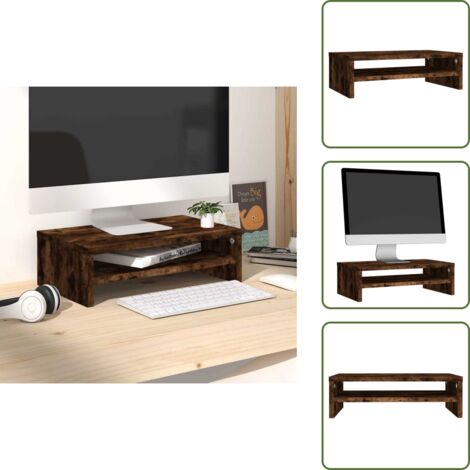 Supporto in legno multistrato - vidaXL Supporto per Monitor Rovere Fumo 42x24x13 cm Legno Multistrato - Stand per computer