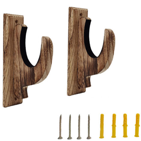 Supporto in legno per asta per tende, supporto in legno marrone per aste per tende da 2,2 pollici con viti (confezione da 2)