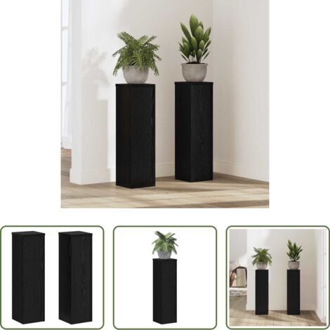 Supporto in legno -  Supporto per piante 2 pcs Rovere Nero 17 x 17 x 60 cm