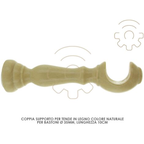 SUPPORTO LEGNO P/BASTONE NATURALE 10 CM 2 PZ