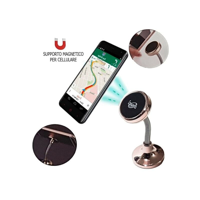 Image of Trade Shop - Supporto Magnetico Per Cellulare Auto Adesivo Smartphone Flessibile Casa Ld-9069