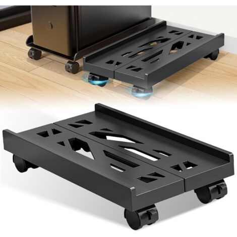 Supporto mobile per laptop e computer desktop, larghezza regolabile, supporto universale con 4 ruote piroettanti bloccabili.