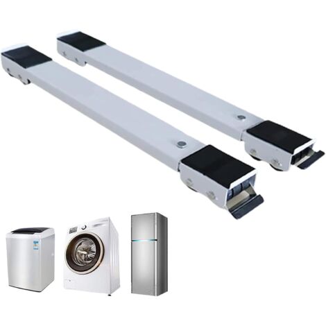 Supporto mobile per lavatrice, base mobile multifunzionale regolabile, base per frigorifero, 24 ruote, fisso con serratura, antiscivolo, adatto per asciugatrice/mobile/divano, bianco