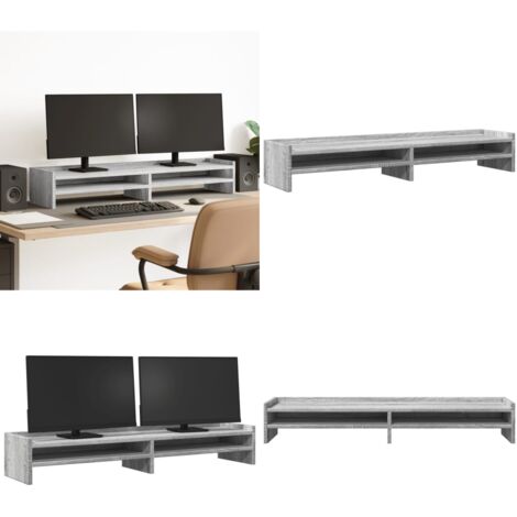 Supporto Monitor Grigio Sonoma 100x24x16 cm Legno Multistrato - Monitor - Supporto per monitor