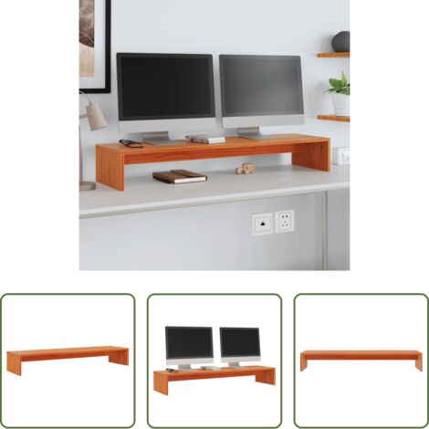 Supporto monitor in legno -  Supporto Monitor Marrone Cera 100x27x15 cm Legno Massello Pino