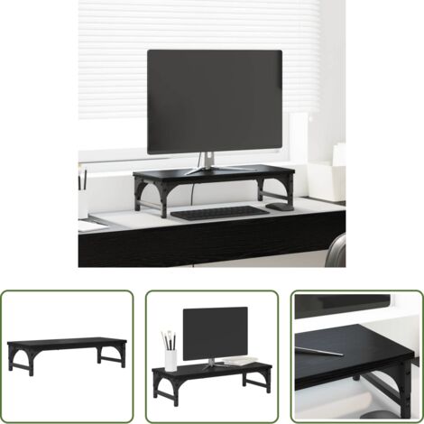 Supporto monitor in legno -  Supporto per Monitor Rovere Nero 55 x 23 x 14 cm