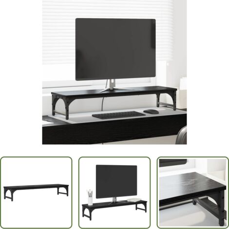 Supporto monitor in legno -  Supporto per Monitor Rovere Nero 85 x 23 x 15,5 cm