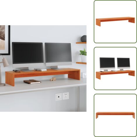 Supporto monitor in pino - vidaXL Supporto Monitor Marrone Cera 100x27x15 cm Legno Massello Pino -