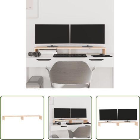 Supporto monitor -  Supporto per Monitor 100x27x10 cm in Legno Massello di Pino