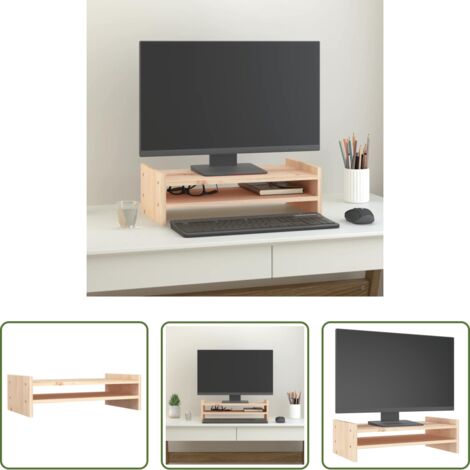 Supporto monitor -  Supporto per Monitor 50x27x15 cm in Legno Massello di Pino
