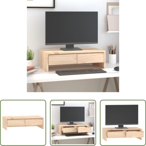 Supporto monitor -  Supporto per Monitor 50x27x15 cm in Legno Massello di Pino