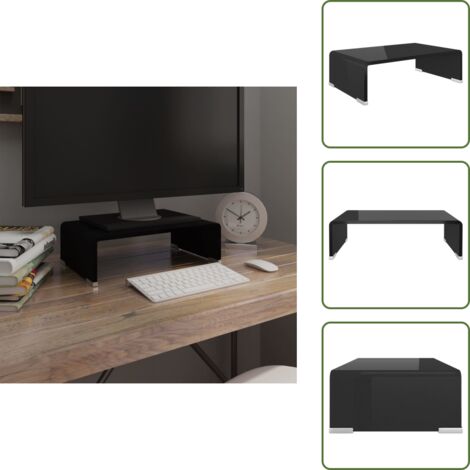 Supporto monitor - vidaXL Mobile/Rialzo Porta TV in Vetro Nero 40x25x11 cm - Supporto schermo