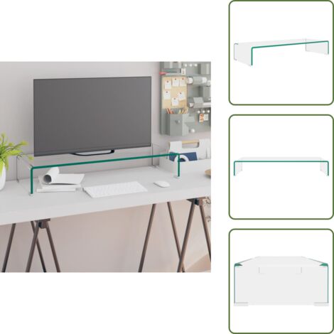 Supporto monitor - vidaXL Mobile/Rialzo Porta TV in Vetro Trasparente 80x30x13 cm - Supporto schermo