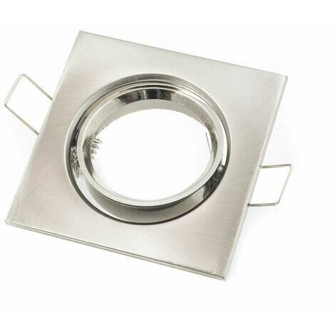 Supporto orientabile per faretti a led GU10 ad incasso quadro cromo per cartongesso cromato quadrato