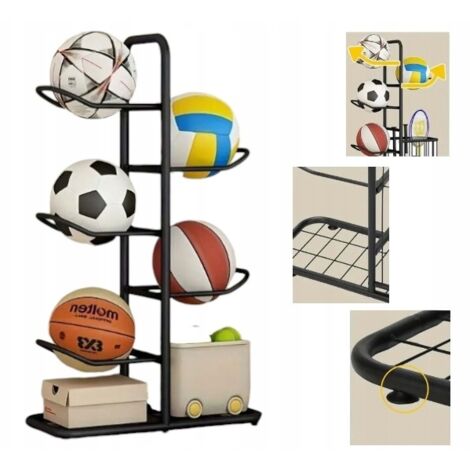 Supporto per 5 palle Super Qualità scaffale organizzatore conservazione palle nero