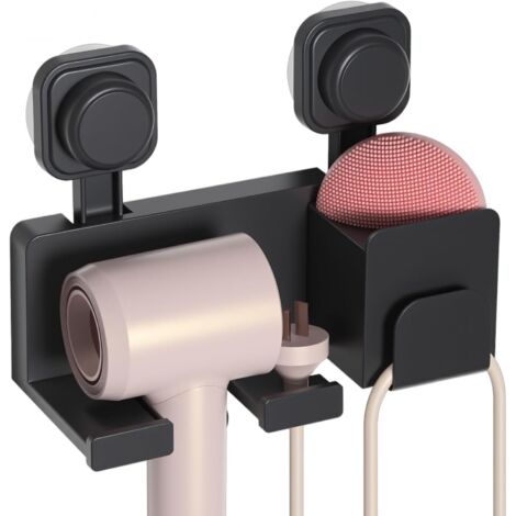Supporto per asciugacapelli da parete con design autoadesivo, adatto per mobili da bagno, saloni di parrucchieri e abitazioni.