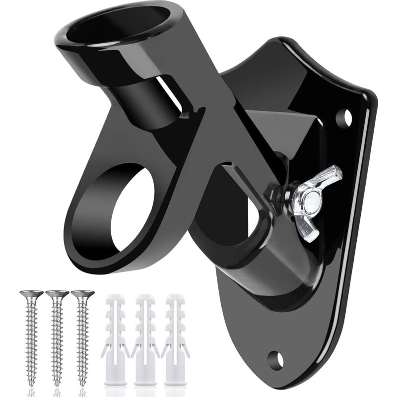 Image of Cyslmuk - Supporto per asta bandiera - Alluminio - 25 mm - con spina - Supporto per asta bandiera nazionale - Nero - Asta bandiera montata a parete