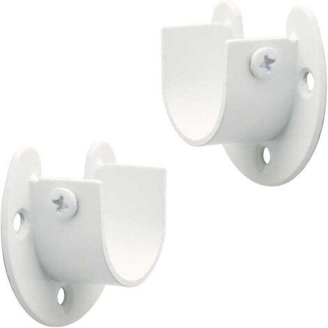 Supporto per asta per tenda da armadio, supporto per asta per tenda a forma di U, supporto per asta per tenda, acciaio inossidabile bianco, 25 mm