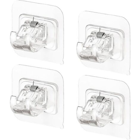 Supporto per asta per tenda KZQ, ganci autoadesivi, confezione da 4 trasparenti per cucina e bagno.