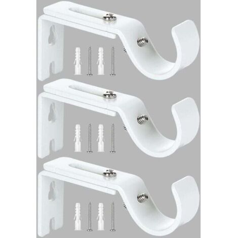 Supporto per asta per tenda regolabile, 3 supporti da parete regolabili, supporto per asta per tenda, compatibile con aste per tenda con un diametro massimo di 20 mm-25 mm (bianco)