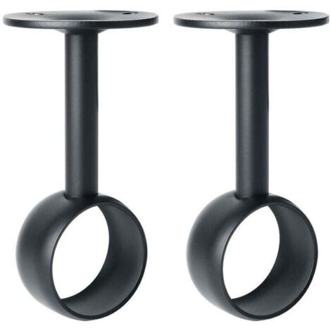 Supporto per asta per tende, supporto per asta per guardaroba con viti, supporto da soffitto per tende e guardaroba, acciaio inossidabile nero opaco, diametro 32 mm, 2 pezzi