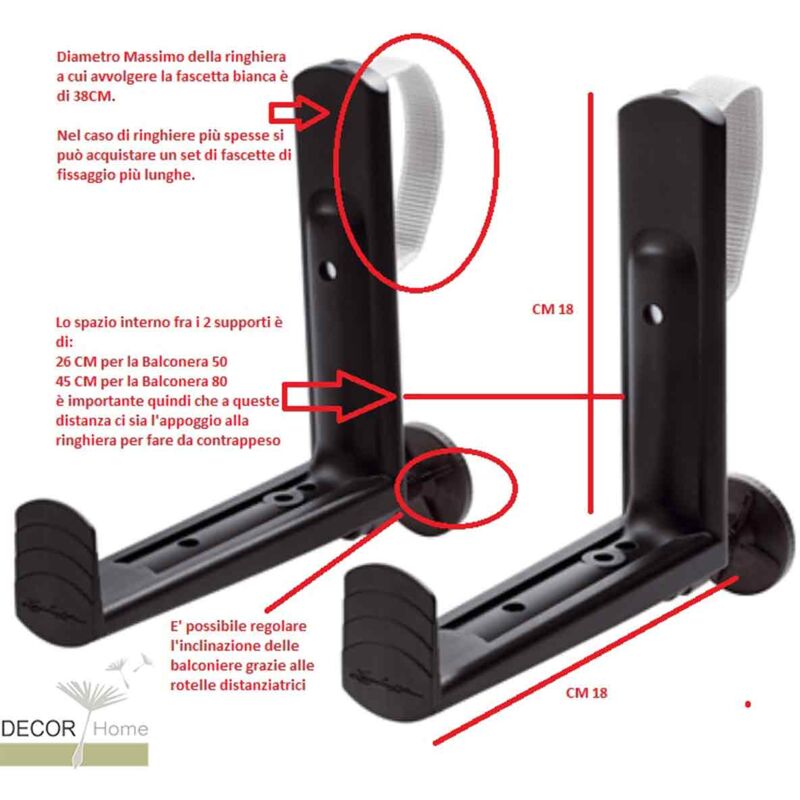 Accessorio Vaso Lechuza Supporti per Balconera 50 e 80 Nero