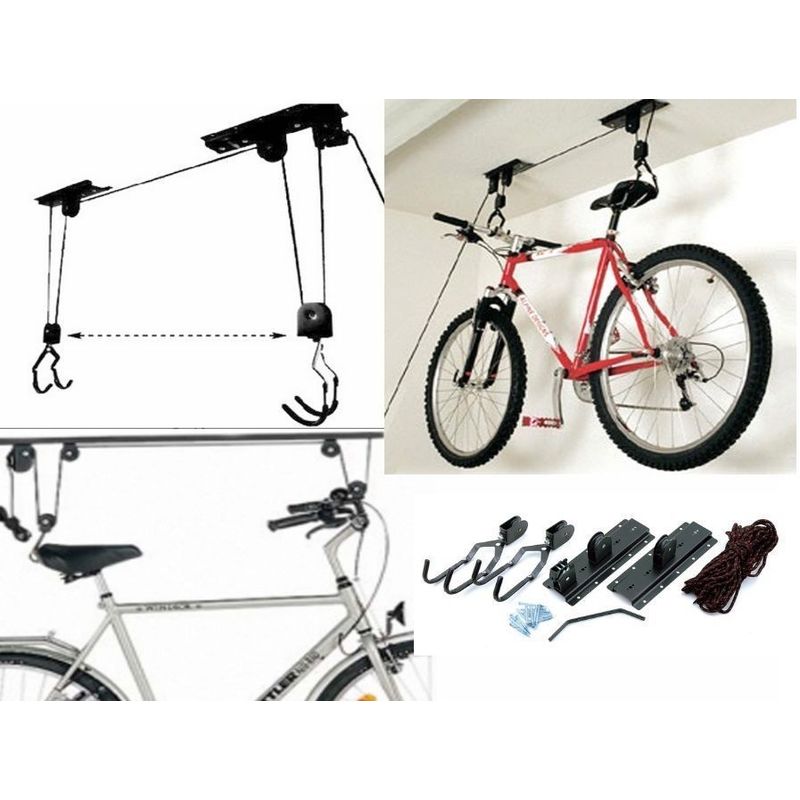 Image of Supporto per bicicletta da soffitto verricello 20kg appendi bici staffa sospesa