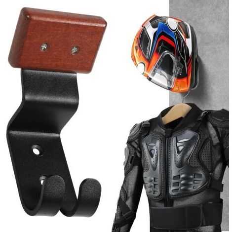 Supporto per casco da moto, mensola con gancio per appendere casco e giacca da moto.