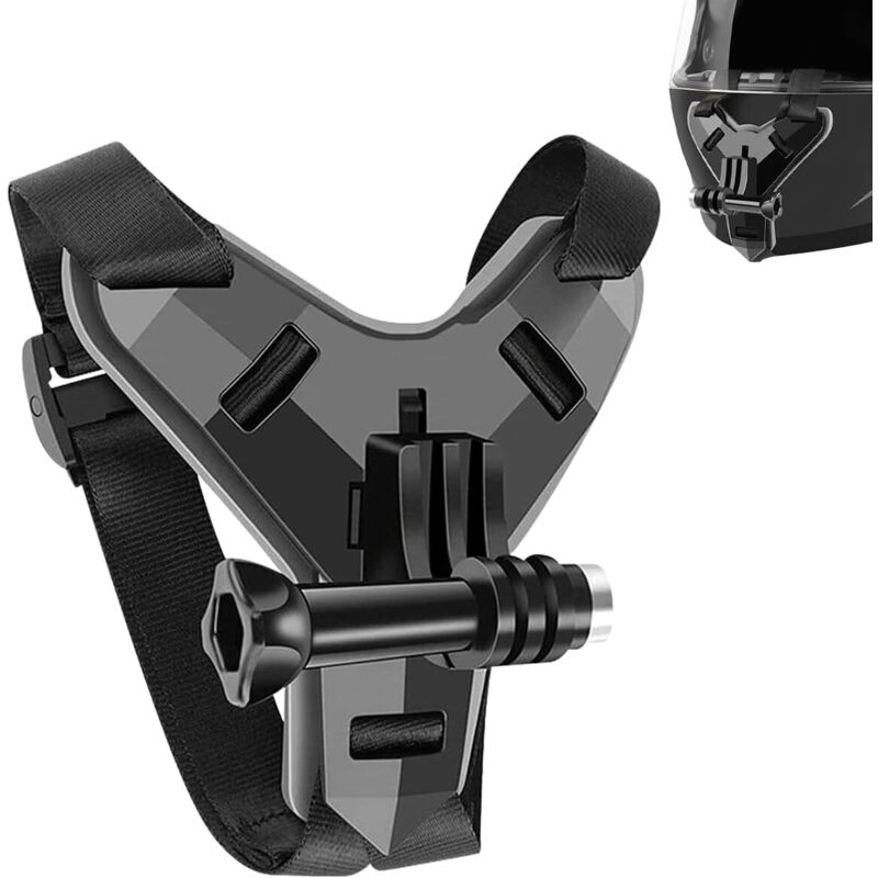 Supporto per casco da moto, supporto per mento per casco per action cam, supporto regolabile per cinturino da mento per casco con 1 vite, accessorio