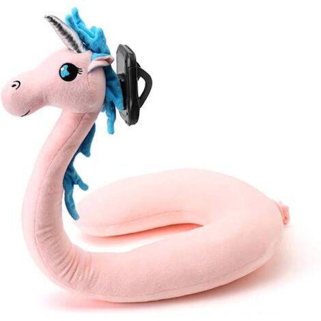 Supporto per cellulare a forma di U 2 in 1, supporto per cellulare pigro, cuscino a forma di U, simpatico cuscino per il collo a forma di unicorno