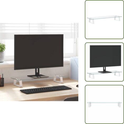 Supporto per computer - vidaXL Supporto per Monitor Bianco 60x20x8cm Vetro Temperato e Metallo - Supporto per schermo